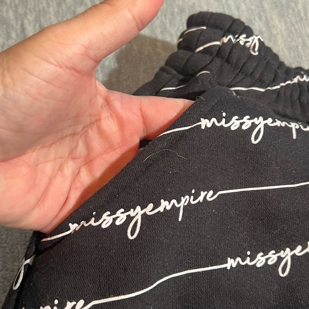 Missy Empire black white graphic sweatpants joggers women’s 0 lined stretch soft - Picture 11 of 14